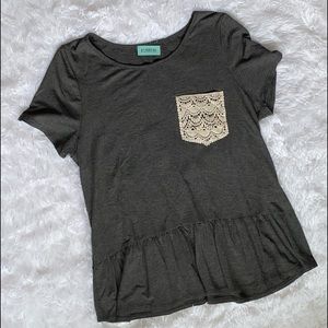 Lace pocket baby doll top
